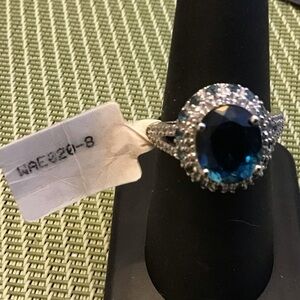 JTV London Blue Topaz Halo Ring